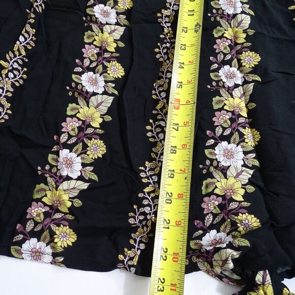 Cato Black Floral Tie Front Blouse Women Size XL Long Sleeve Casual Work - Picture 9 of 10